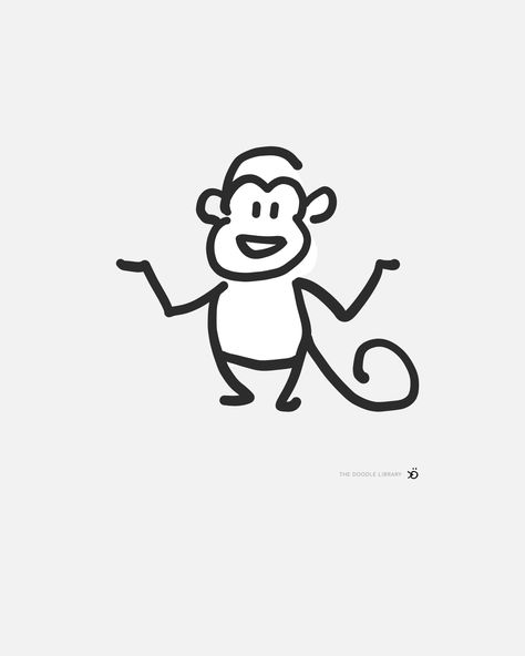 Monkey doodle #simpledrawings #simplelines Monkey Stick And Poke, Monkey Drawings Easy, Cute Animal Line Art, Cute Monkey Doodle, Cartoon Monkey Tattoo, Monkey Doodle Easy, Monkey Outline Tattoo, Cute Monkey Drawing Easy, How To Draw Monkey