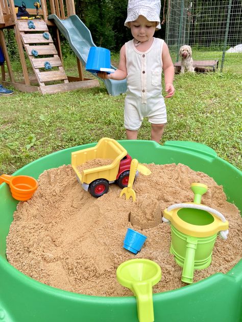 Toddler Sandbox, Kids Sandbox, Garden Games, Little Tikes, Preschool Activity, Backyard Fun, Sandbox, Boy Clothes, Sensory Play