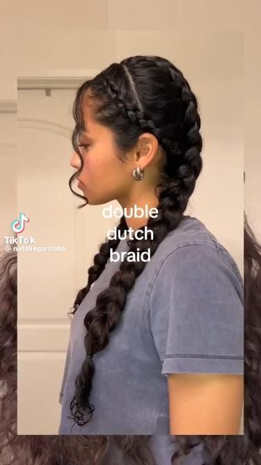 Dutch Braid Curly Hair, Hairstyle Baddie, Double Dutch Braids, Curly Hairstyle Ideas, Hairstyle Curly, Peinados Hair Styles, Curly Hair Braids, Easy Hairstyles For Thick Hair, Dutch Braids