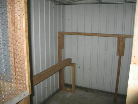 Converting 8x10 metal shed to coop (picture heavy) | BackYard Chickens - Learn How to Raise Chickens Diy Metal Shed Chicken Coop, Tin Shed Chicken Coop, Metal Shed Turned Chicken Coop, Chicken Coop From Metal Shed, Metal Building Chicken Coop, Metal Shed To Chicken Coop, Metal Shed Into Chicken Coop, Shed To Chicken Coop Conversion, Shed To Chicken Coop Convert