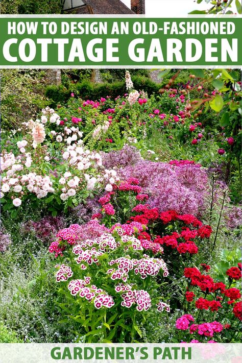 Cottage Garden Plan, French Cottage Garden, Cottage Garden Borders, Country Cottage Garden, Cottage Garden Design, Garden Design Layout, Cottage Garden Plants, Flower Garden Design, English Cottage Garden