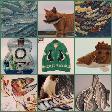 Fish Mood Board, Moodboard Character Design, Scene Color Palette, Fish Moodboard, Animal Moodboard, Character Mood Boards, Sea Moodboard, Cool Moodboard, Character Moodboard