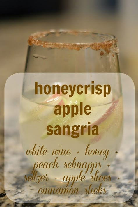 Thanksgiving Cocktail Recipes, Honeycrisp Apple, Apple Sangria, Thanksgiving Cocktails, Honeycrisp Apples, Boozy Drinks, Sangria Recipes, Fall Drinks, Alcohol Drink Recipes