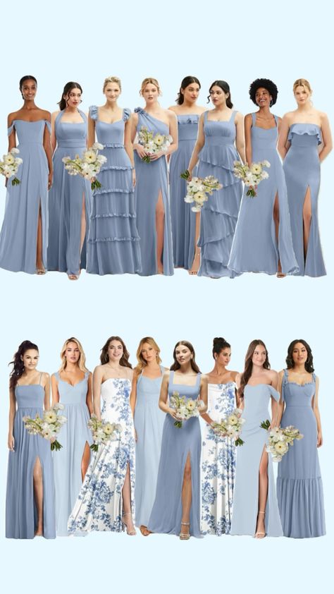 Mixed Blue Bridesmaid Dresses, Blue Bridesmaid Dresses, Blue Bridesmaids, Bridesmaid Dresses, Dresses, Blue