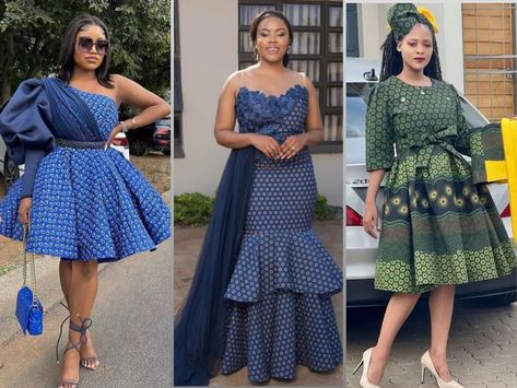 Sishweshwe Designs Dresses 2022, Latest African Wear For Ladies, Seshoeshoe Dresses Traditional Weddings, Seshoeshoe Dress Patterns, Seshweshwe Dresses Design Outfit, African Attire Dresses Classy, Sishweshwe Designs Dresses, Traditional Attire For Ladies, Leteisi Dress Patterns