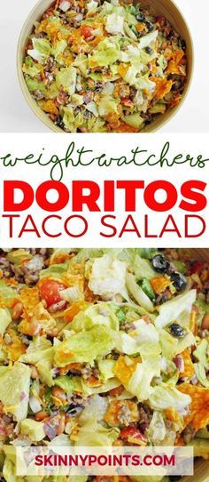 Doritos Taco Salad, Weight Watchers Recipes With Smartpoints, Weight Watchers Salad, Taco Salad Doritos, Salad Macaroni, Doritos Taco, Weight Watchers Snacks, Weight Watchers Recipes, Weight Watcher Dinners