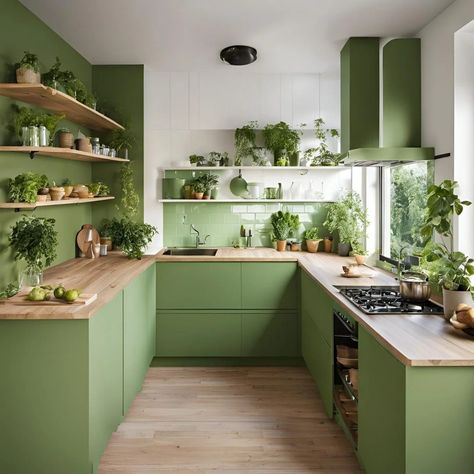 Sage Green Kitchens, Green Kitchen Backsplash, Japandi Kitchen Design, Green Kitchen Ideas, Sustainable Kitchen Design, Mint Green Kitchen, Olive Green Kitchen, Green Kitchens, Green Kitchen Designs