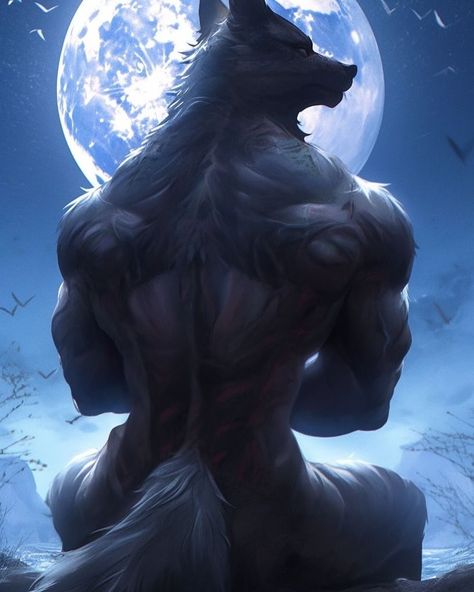 Aesthetic Werewolf, Drawing Werewolf, Werewolf Oc, Werewolf Illustration, Werewolf Drawing, Looking At The Moon, Werewolf Aesthetic, Wolf Artwork, Werewolf Art