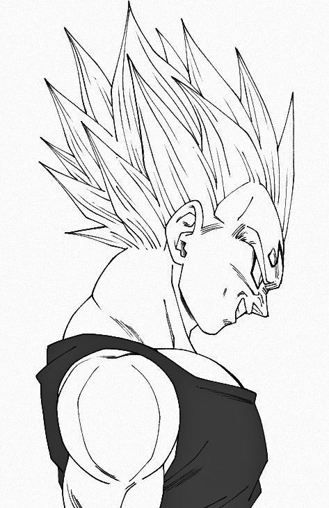 Majin Vegeta Drawing, Vegeta Tattoo Ideas, Majin Tattoo, Vegeta Sketch, Dragon Ball Drawing, Vegeta Drawing, Vegeta Majin, Vegeta Dbz, Vegeta Manga