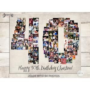 40th Photo collage Diy Birthday Gifts For Sister, 40th Wedding Anniversary Gifts, 40th Anniversary Party, Number 40, Birthday Photo Collage, Collage Foto, 40th Anniversary Gifts, Shape Collage, Honeymoon Photos