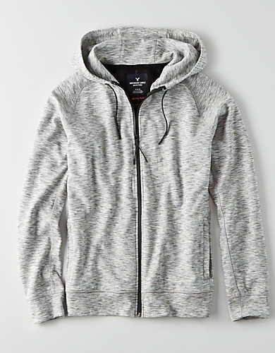 Chaqueta Extreme Flex AEO , Gris | American Eagle Outfitters Gray Jacket, Hooded Jacket, American Eagle Outfitters, American Eagle, Athletic Jacket