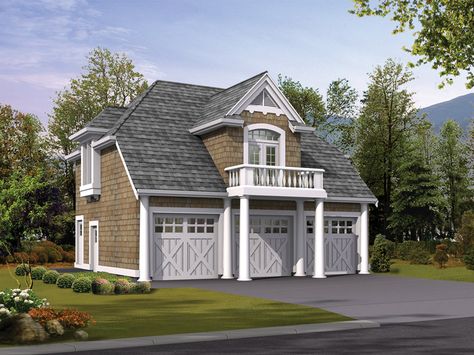 Apartment Garage With Space For Three cars Modular Garage, Carriage House Apartments, Classic Garage, Garage Plans Detached, Garage Workshop Plans, Garage Apartment Plan, Plan Garage, Carriage House Garage, Carriage House Plans