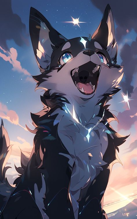 Cute Drawings Of Dogs, Cute Wolf Wallpaper, Wolf Anime Art, Anime Wolf Art, Cute Wolf Art, How To Draw Wolf, Kawaii Wolf, Wolf Anime, Anime Dog