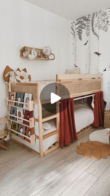 Kura Bed Rail Ikea Hacks, Ikea Kura Bed Canopy Diy, Ikea Kura Loft Bed Ideas, Ikea Kura Two Beds, Ikea Kura Bed Bookshelf, Kura Bed Book Shelf, Kura Bookshelf, Kallax Kura Bed Hack, Ikea Kura Rattan