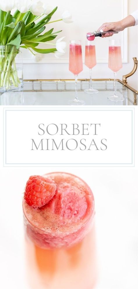 Best Meals To Serve Guests, Sorbet Alcohol Drinks, Manis And Mimosas Party, Mothers Day Mimosas, Golden Shimmer Mimosa, Unique Mimosas, Sherbert Mimosa, Sherbet Mimosas, Pink Mimosas