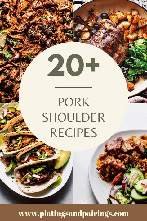 This roundup covers 20+ easy pork shoulder recipes that are sure to be a hit in the kitchen. From carnitas, to chili, to pulled pork, these recipes can bring your meal to the next level. Pork Shoulder Meal Prep, Shredded Pork Shoulder Recipes, Pork Shoulder Dinner Recipes, Small Pork Shoulder Recipes, Pork Shoulder Sandwich Recipes, Korean Pork Shoulder Recipes, Pork Shoulder Dinner Ideas, Keto Pork Shoulder Recipes, Pork Shoulder Marinade Recipes