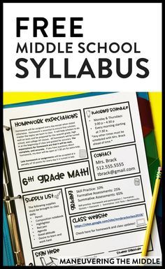 Your class syllabus does not have to be boring! In fact, it can be interesting and informative. Read on to get your hands on a free, editable syllabus. | maneuveringthemiddle.org 6th Grade Classroom Set Up, Middle School Syllabus, Homework Board, Syllabus Template, Class Syllabus, Middle School Math Classroom, Biology Teacher, Be Interesting, 8th Grade Math