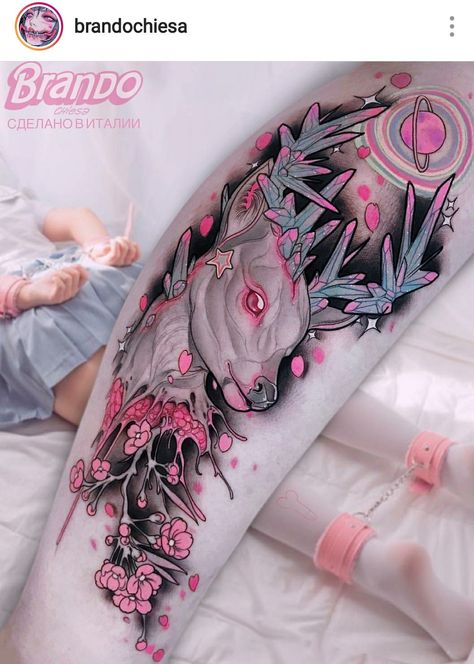 Pastel Tattoo, Goth Tattoo, Deer Tattoo, Kawaii Tattoo, Charcoal Drawings, Tattoo Designs For Girls, New School Tattoo, Badass Tattoos, 1 Tattoo