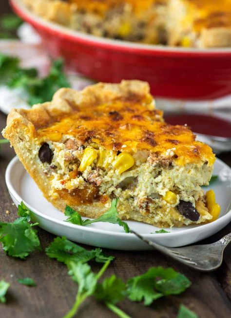 This chorizo quiche recipe uses store-bought pie crust and is loaded with chorizo, corn, black beans, eggs and cheese. #chorizoquiche #quiche #breakfast | chiselandfork.com Blackberry Scones Recipe, Chorizo Quiche, Blackberry Scones, Eggs And Cheese, Store Bought Pie Crust, Easy Quiche, Cheese Quiche, Quiche Recipe, Crustless Quiche