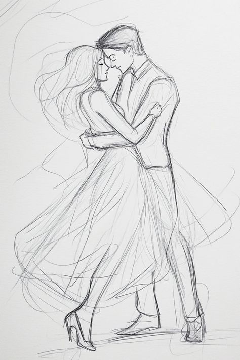 Romantic Couple Poses Drawing Dancing Couple Dance Sketch, Couple Dancing Drawing Romantic, Slow Dancing Drawing, Two People Dancing Drawing Reference, Drawing Couple Poses Art Reference, Dancing Reference Drawing Couple, Couple Dancing Drawing Reference, Love Dance Couple, Sketch Dancing