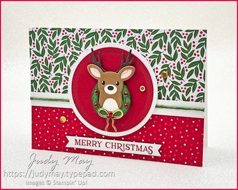 Stampin' Up! Reindeer Fun Bundle | Judy May, Just Judy Designs New Years Stampin Up Cards, Stampin Up Reindeer Days Cards, Stampin Up Reindeer Fun Cards, Stampin Up Reindeer Days, Reindeer Days Stampin Up Cards, Reindeer Fun Stampin Up Cards, Stampin Up Reindeer Fun, Stampin Up Reindeer, Christmas Cards Stampin Up