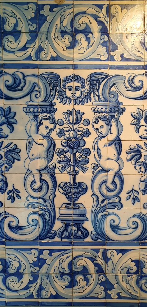 Portuguese Blue Tiles, Azulejos Tattoo, Spanish Tile Wallpaper, Blue Tile Patterns, Fancy Tile, Portuguese Wedding, Portuguese Tile, Portuguese Tiles, Spanish Tile