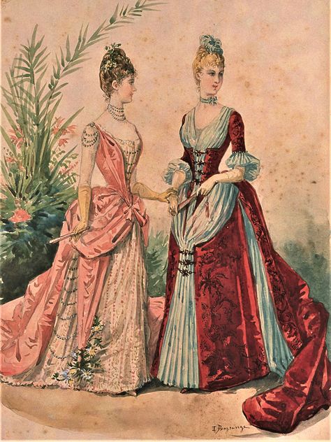 Fashion Plate - La Mode Illustree - 1888 Glided Glamour, 1863 Fashion, 1888 Fashion, Edwardian Fashion Plates, 19th Century Women, 1870s Fashion, Victorian Era Fashion, Ancient Dress, 1880s Fashion