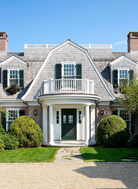 Gorgeous gambrel shingle-style home in countryside of Martha’s Vineyard #house #seaside #beach #country #entry #door Patrick Ahearn Architect, Patrick Ahearn, Preppy House, Widows Walk, Gambrel Style, Shingle House, Shingle Style Homes, Door Colors, Dutch Colonial