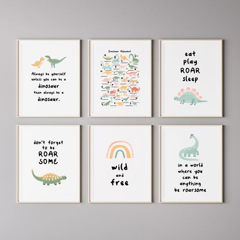 Dino Quote, Dinosaur Quotes, Dinosaur Alphabet, Quilt Labels, Dinosaur Theme, Dino Party, Etsy Art Prints, Gift For Boys, Wild And Free