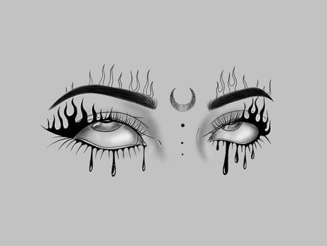 Fire tattoo Spooky Eyes Drawing, White Eyes Tattoo, Simple Spooky Tattoos, Eyes Tatoos, Two Eyes Tattoo, Tattoo Art Design, Image Drawing, Eyes Tattoo, Crown Drawing