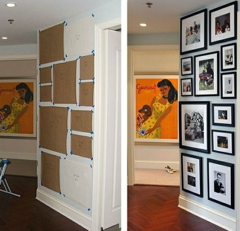 Space planning is the key to great interior design.  Save yourself time and frustration by avoiding the “trial and error” approach when hanging picture frames by laying it out first. Measure twice, nail once! From our Blog at Design Connection, Inc. | Kansas City Interior Design http://designconnectioninc.com/blog/ #PictureWall #InteriorDesign #DesignInspiration #PictureFrame Photo Gallery Wall Layout, Koti Diy, Gallery Wall Layout, Photo Wall Gallery, Style At Home, Wall Gallery, Hanging Pictures, Home Fashion, 인테리어 디자인