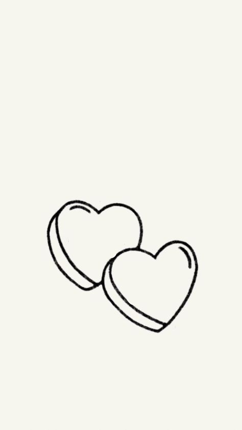 Interlocked Hearts Tattoo, Valentines Candy Tattoo, Valentine Doodle Art, Bff Heart Tattoo, Heart Outline Tattoo Design, Candy Heart Doodle, Conversation Heart Tattoo Outline, Sweetheart Tattoo Candy, Cute Simple Heart Tattoos