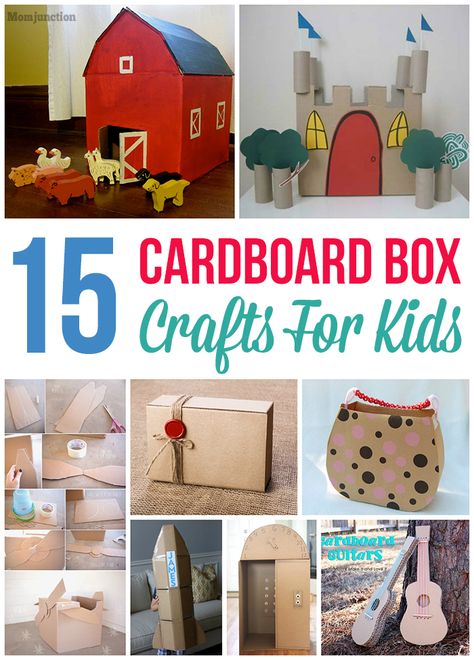 15 Fun & Easy Cardboard Box Crafts For Kids :here are 15 craft ideas to use those empty cardboard boxes Cardboard Box Crafts For Kids, Cardboard Crafts For Kids, Shoebox Crafts, Box Crafts For Kids, Cardboard Kids, Box Activities, Cardboard Crafts Kids, Crayon Crafts, Box Crafts