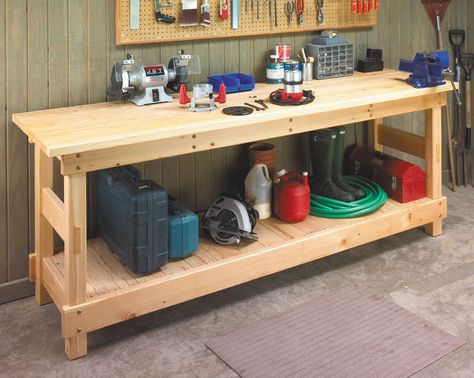 Plank-Top Bench | Woodworking Project | Woodsmith Plans Japanese Woodworking Projects, Woodsmith Plans, Woodworking Table Plans, Garage Workbench Plans, Garage Workbench, Building A Workbench, Workbench Designs, Garage Workshop Organization, Workbench Plans Diy