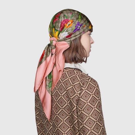 Shop the GG Flora print silk scarf in beige at GUCCI.COM. Enjoy Free Shipping and Complimentary Gift Wrapping. Gucci Scarves, Neutral Silk, Pirate Style, Scarf Knots, Pirate Fashion, Silk Scarf Style, Luxury Lifestyle Fashion, Gucci Scarf, Flora Print