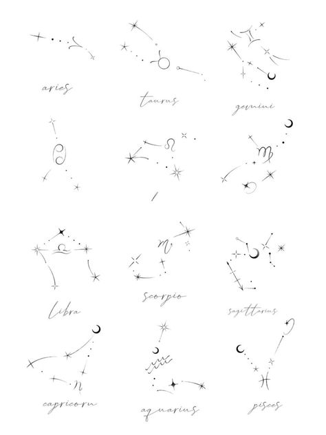 Dainty Zodiac Tattoo, Astrology Tattoo Taurus, Zodiac Constellation Tattoo, Aquarius Constellation Tattoo, Sunflower Tattoo Sleeve, Horoscope Tattoos, Aquarius Tattoo, Boho Tattoos, Mom Tattoo Designs