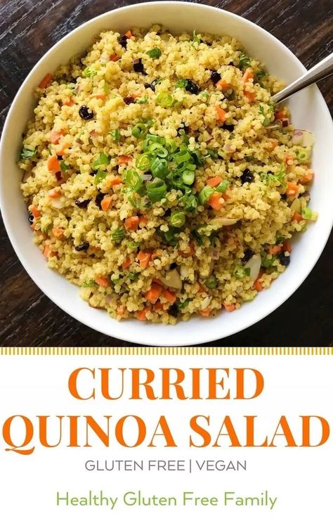 Curried Quinoa Salad – healthyGFfamily.com Salad Fall, Curried Quinoa, Curry Quinoa, Curried Couscous, Perfect Quinoa, Cottage Meals, Quinoa Recipes Healthy, Salads For A Crowd, Free Lunch