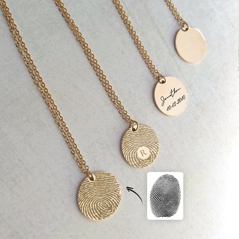 Fingerprint Jewellery, Fingerprint Keepsake Jewelry, Necklace Fingerprint, Fingerprint Necklace Memorial, Thumbprint Necklace, Loss Of Mother, Fingerprint Necklace, Fingerprint Jewelry, Disc Necklace