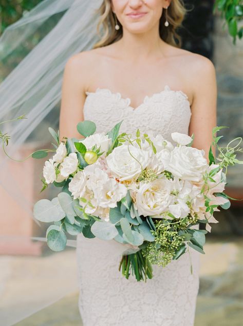 Read More: https://www.stylemepretty.com//www.stylemepretty.com/vault/image/6904537 Cascading Bridal Bouquets Blush, Blush Cascading Bouquet, Blush Pink Cascading Bridal Bouquet, Tuscan Inspired Wedding, Romantic Ceremony, Desert Mountains, Tuscan Inspired, Pink Petals, Wedding Bridal Bouquets