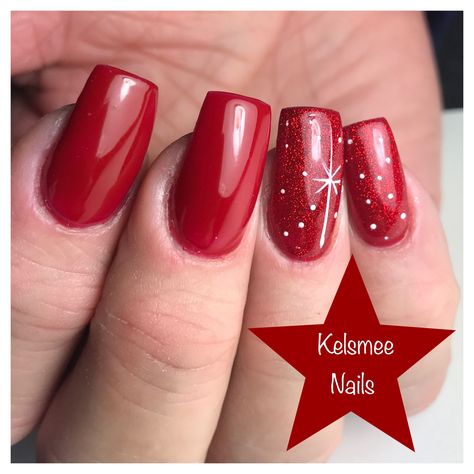 Christmas * Red * Candy cane * Holiday * Glitter * Press on nails | Winter Nails 2023 Trends Christmas Nails Star Of Bethlehem, Star Of Bethlehem Nails, Red Nails With Snowflake, Red Nails Christmas, Ruby Nails, Christmas Nails Diy, Christmas Gel Nails, Red Nail Designs, Red Nail