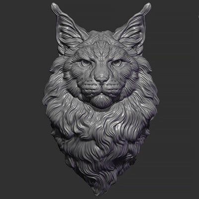 Cat Head Sculpture, Alice In Wonderland Dnd, Lion Anatomy, Ibex Goat, Birds Aesthetic, 3d Hair, Goat Head, Digital Sculpting, 3d Animals