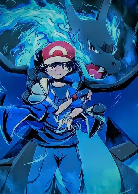 This is an Ash Ketchum Fan Art from the pokémon anime, credits are given to the owner. Ash Ketchum Fan Art, Dark Type Pokemon, Pokemon Ash Ketchum, Pokémon Anime, Mega Charizard, Marvel Moon Knight, Pokémon X And Y, Ash Pokemon, Dark Ash