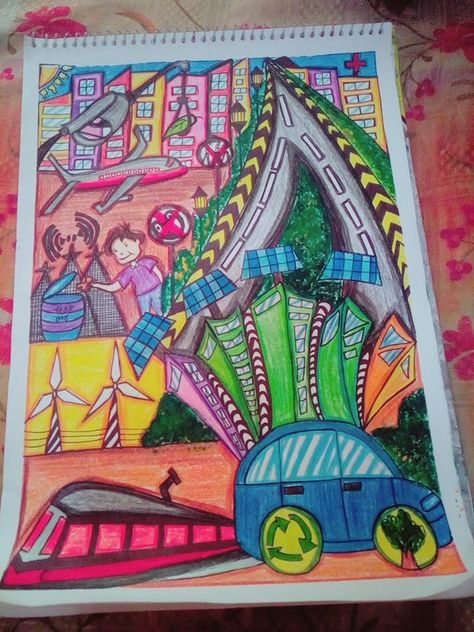 Complete vision..of smart city😂😂😂 Smart City Drawing, Drawing Competition, City Drawing, Ganesha Painting, City Painting, Halloween Painting, Smart City, Creative Drawing, Art Inspiration Painting