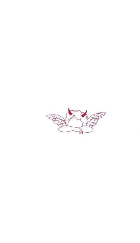 Angel Devil tattoo #tattooideas #tattoo #creativetattoos #minitats #patchworktattooideas #meaningfultattoos #tattooideasfemale #uniquetattoos Baby Devil Tattoo, Angel Devil Tattoo, Baby Angel Tattoo, Feminist Tattoo, Minimal Tattoos, Bestie Tattoo, Devil Tattoo, Angel Devil, Watercolor Tattoos