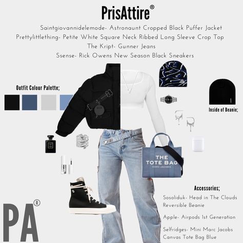 Cropped Puffer Jacket Outfit Baddie, Puffer Jacket Outfit Baddie, Blue Tote Bag Outfit, Cropped Puffer Jacket Outfit, Black Sneakers Outfit, Tote Bag Outfit, Outfit Baddie, Puffer Jacket Outfit, Cute Clothing Stores