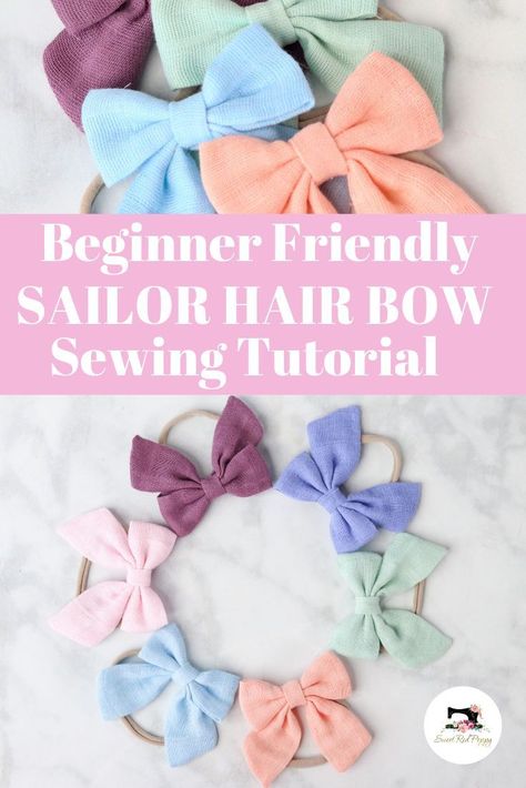 Make adorable hair bows for Easter with this free sewing pattern and step-by-step tutorial. Choose from 4 different sizes from baby to big girl. This is the perfect project for a beginner! Bow Sewing, Sewing Patterns For Beginners, Diy Bebe, Sew Ins, Trendy Sewing, Beginner Sewing Projects Easy, Sew Easy, Leftover Fabric, Baby Diy