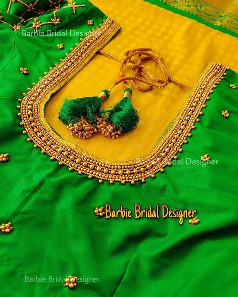 Green Bridal Blouse, Pink Blouse Designs, Gold Work Embroidery, India Fabric, Cotton Silk Fabric, Simple Embroidery Designs, Design Blouse, Bead Embroidery Tutorial, Bridal Consultant