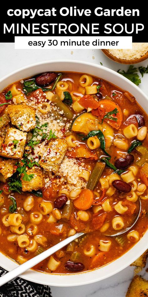 Olive Garden Minestrone Soup Recipe, Copycat Olive Garden Minestrone Soup, Copycat Olive Garden Minestrone, Minestrone Soup Recipe No Pasta, Minestrone Soup Recipe Olive Garden, Copycat Minestrone Soup Olive Garden, Plant Based Minestrone Soup, Vegan Minestrone Soup, Minestrone Soup Easy