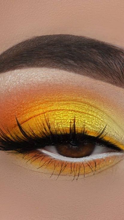 Make Up Kits, Yellow Eye Makeup, Drag Make-up, Yellow Makeup, Makeup List, Make Up Videos, Smink Inspiration, Eye Makeup Steps, Eye Makeup Designs