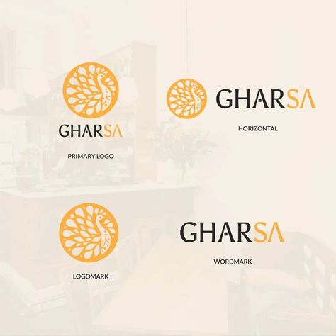 Logo designed for GharSa. Client - @harpalsaikia / @gharsa_project GharSa is a brand that is dedicated to connecting communities stemming from diverse Indian cultures. *Check the full project in my Behance profile. (Link in bio) Cultural Logo Design, Indian Brand Logo, Make In India Logo, Graphic Shapes Pattern, Indian Branding, Indian Graphic Design, Indian Logo Design, India Logo, Food Stall Design